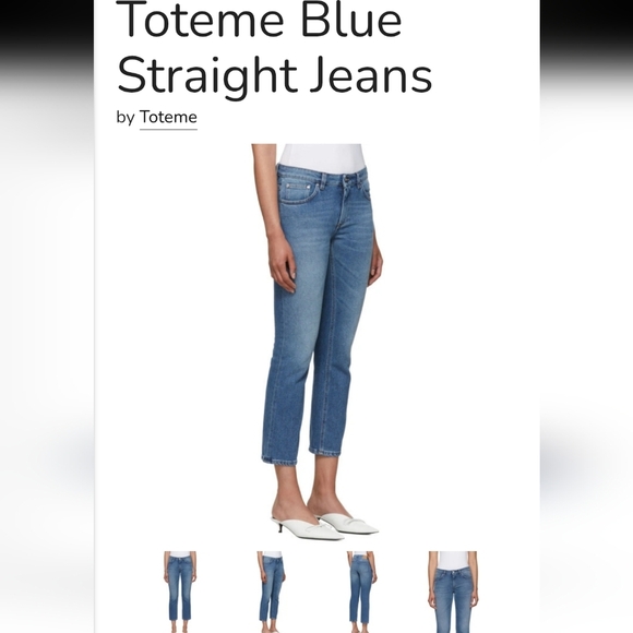 Toteme Straight Leg Mid Rise Ankle Crop Jeans Mid Blue 28 - Picture 8 of 16